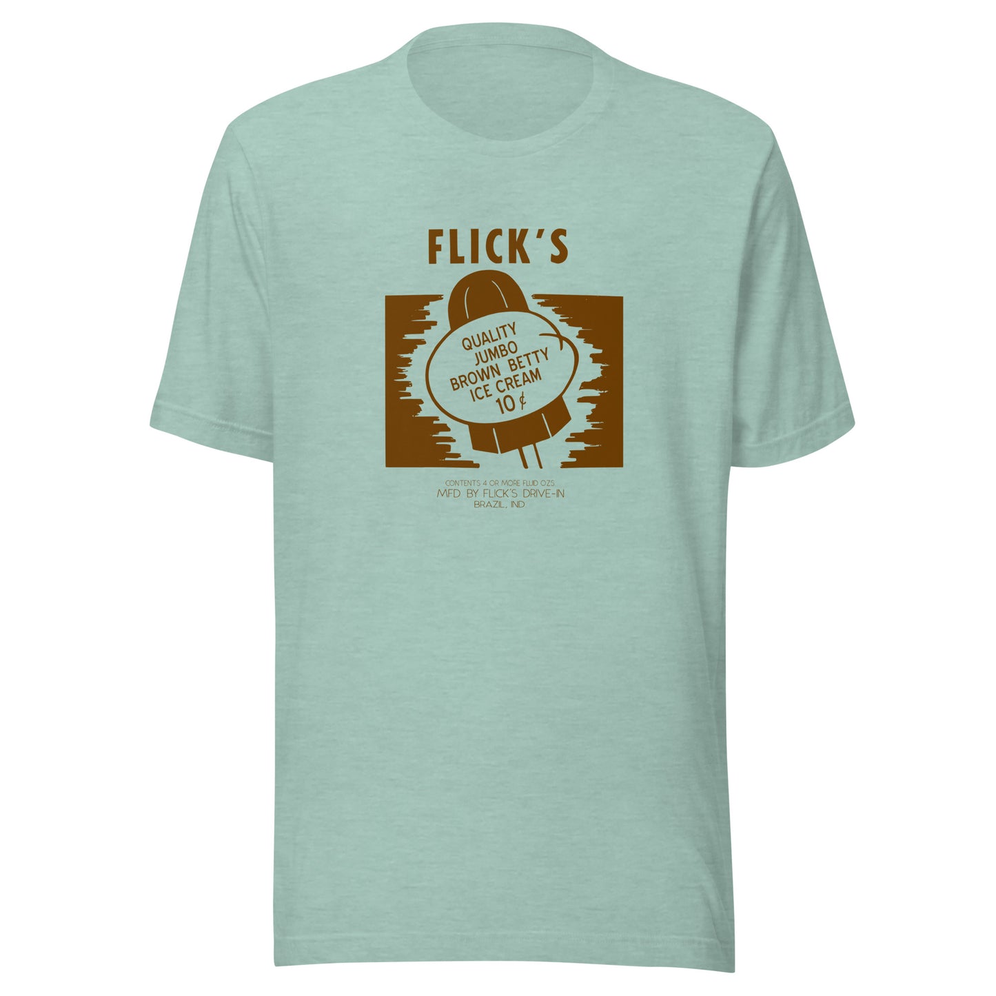 Flick’s Drive-In / Dairy Bar - Brown Betty Ice Cream (brown) - Brazil Indiana  -  Short-Sleeve Unisex T-Shirt