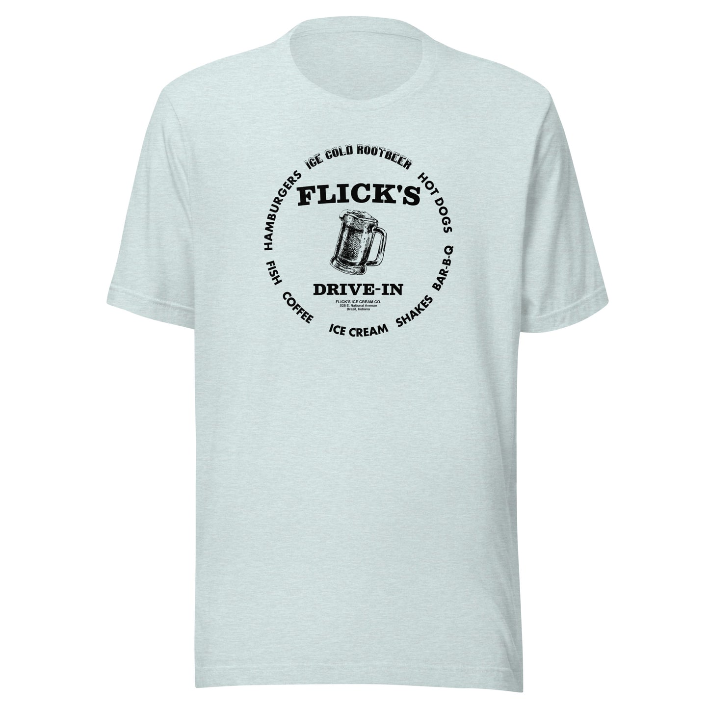 Flick’s Drive-In / Dairy Bar - rootbeer mug design (black) - Brazil Indiana  -  Short-Sleeve Unisex T-Shirt