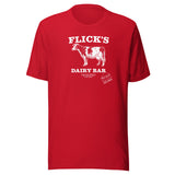 Flick’s Drive-In / Dairy Bar - cow design (white) - Brazil Indiana  -  Short-Sleeve Unisex T-Shirt