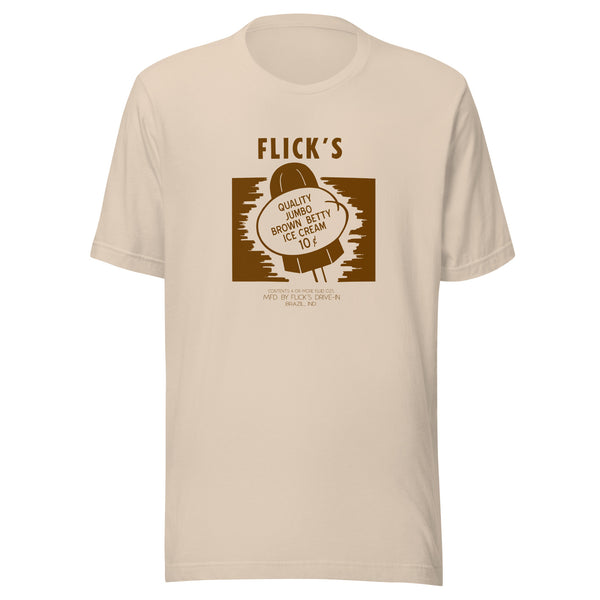 Flick’s Drive-In / Dairy Bar - Brown Betty Ice Cream (brown) - Brazil Indiana  -  Short-Sleeve Unisex T-Shirt