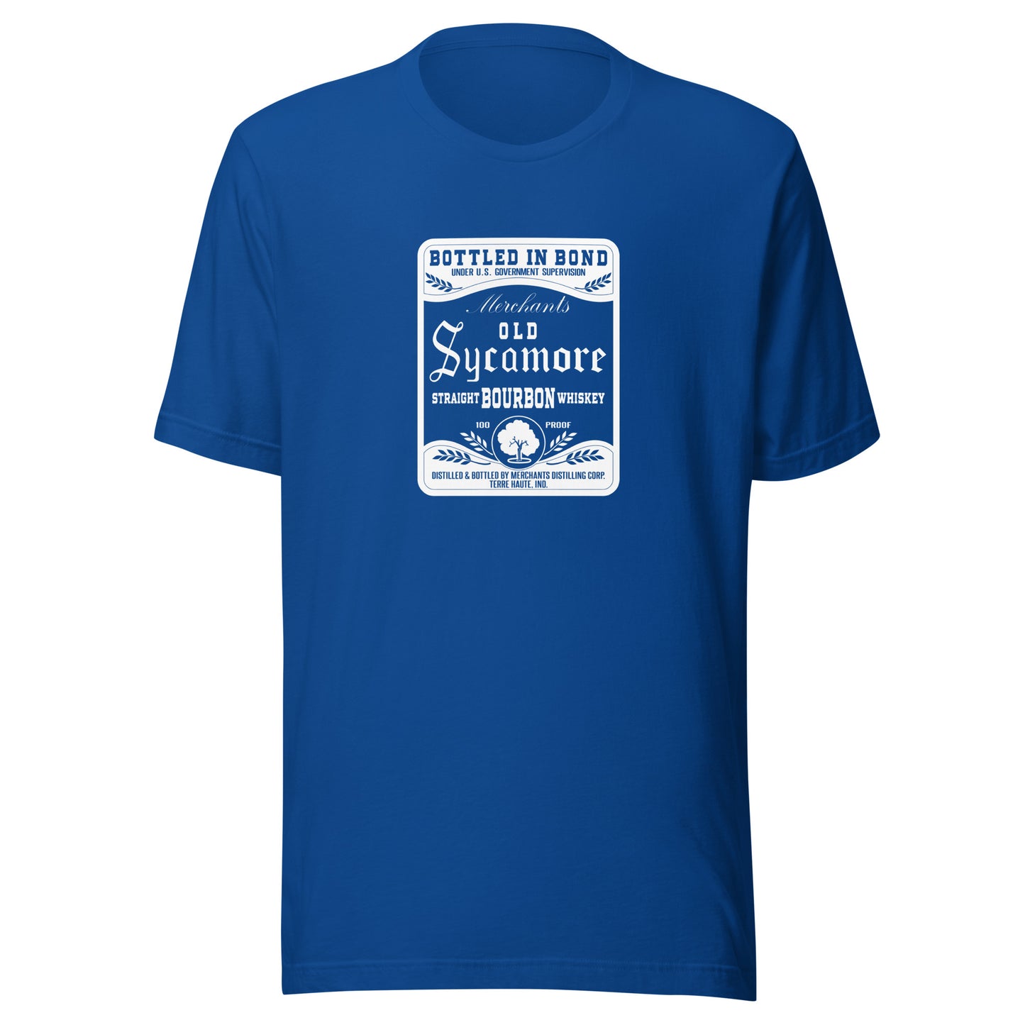 Old Sycamore Whiskey / Merchants Distilling (white) - Terre Haute Indiana  -  Short-Sleeve Unisex T-Shirt