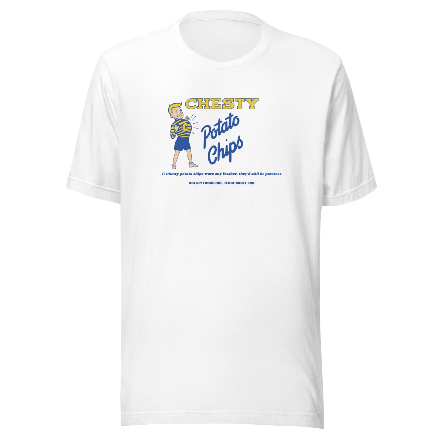 Chesty Potato Chips / Chesty Foods (blue/yellow) - Terre Haute Indiana  -  Short-Sleeve Unisex T-Shirt