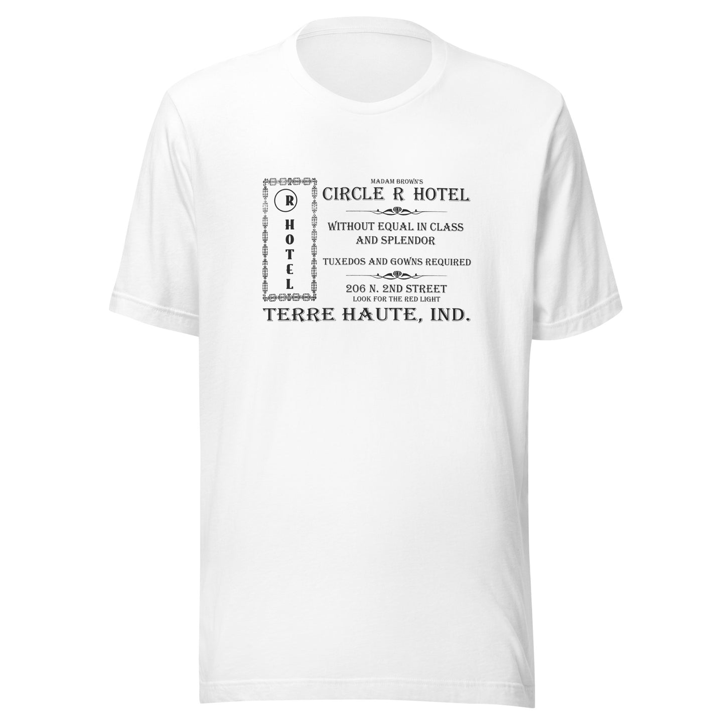 Circle R Hotel (black) - Terre Haute Indiana  -  Short-Sleeve Unisex T-Shirt