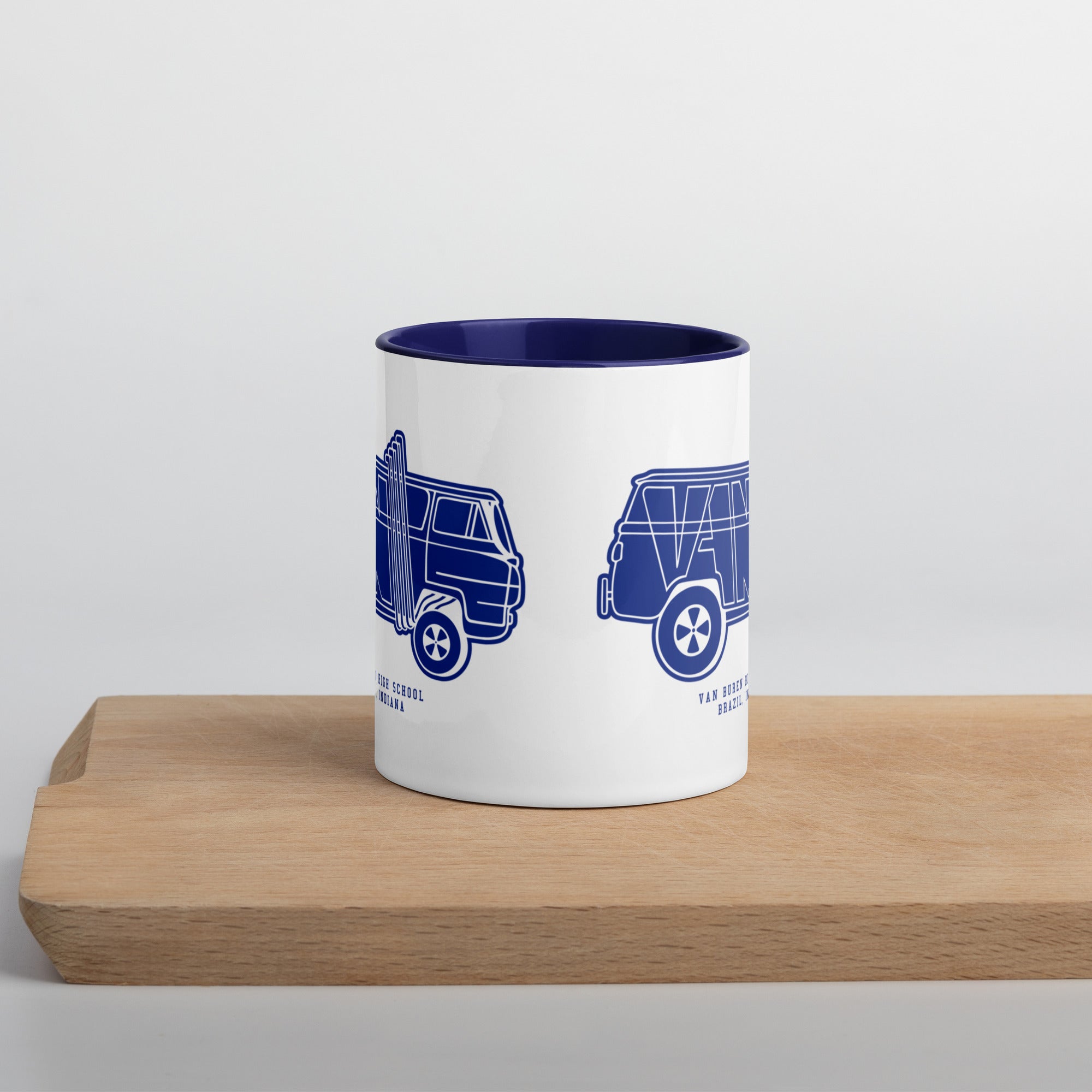 Van Buren HS Blue Devils - van design  -  Coffee Mug (white with blue accent)