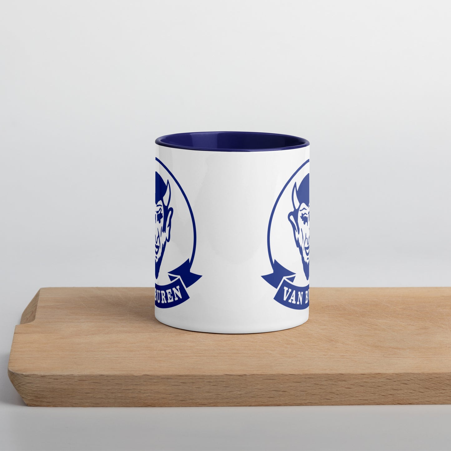 Van Buren HS Blue Devils - mascot design  -  Coffee mug (white with blue accent)