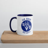 Van Buren HS Blue Devils - center court design  -  Coffee mug (white with blue accent)
