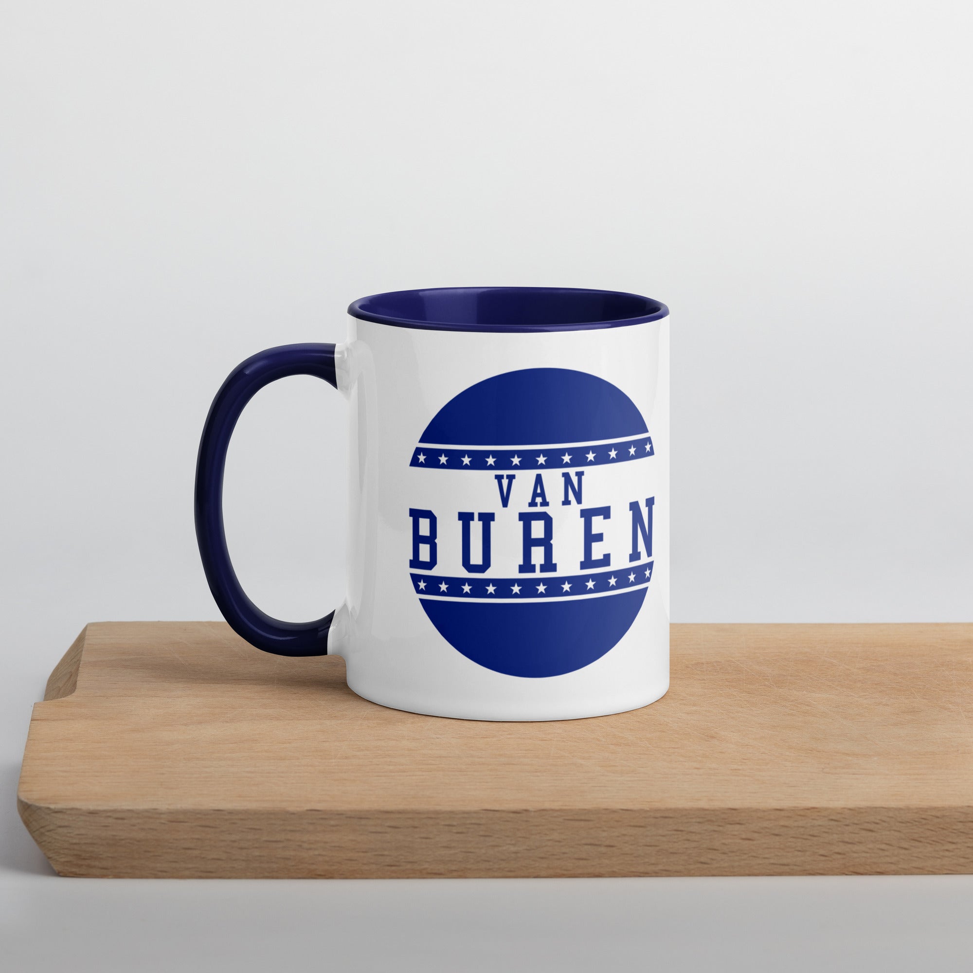 Van Buren HS Blue Devils - button design  -   Coffee Mug (white with blue accent)