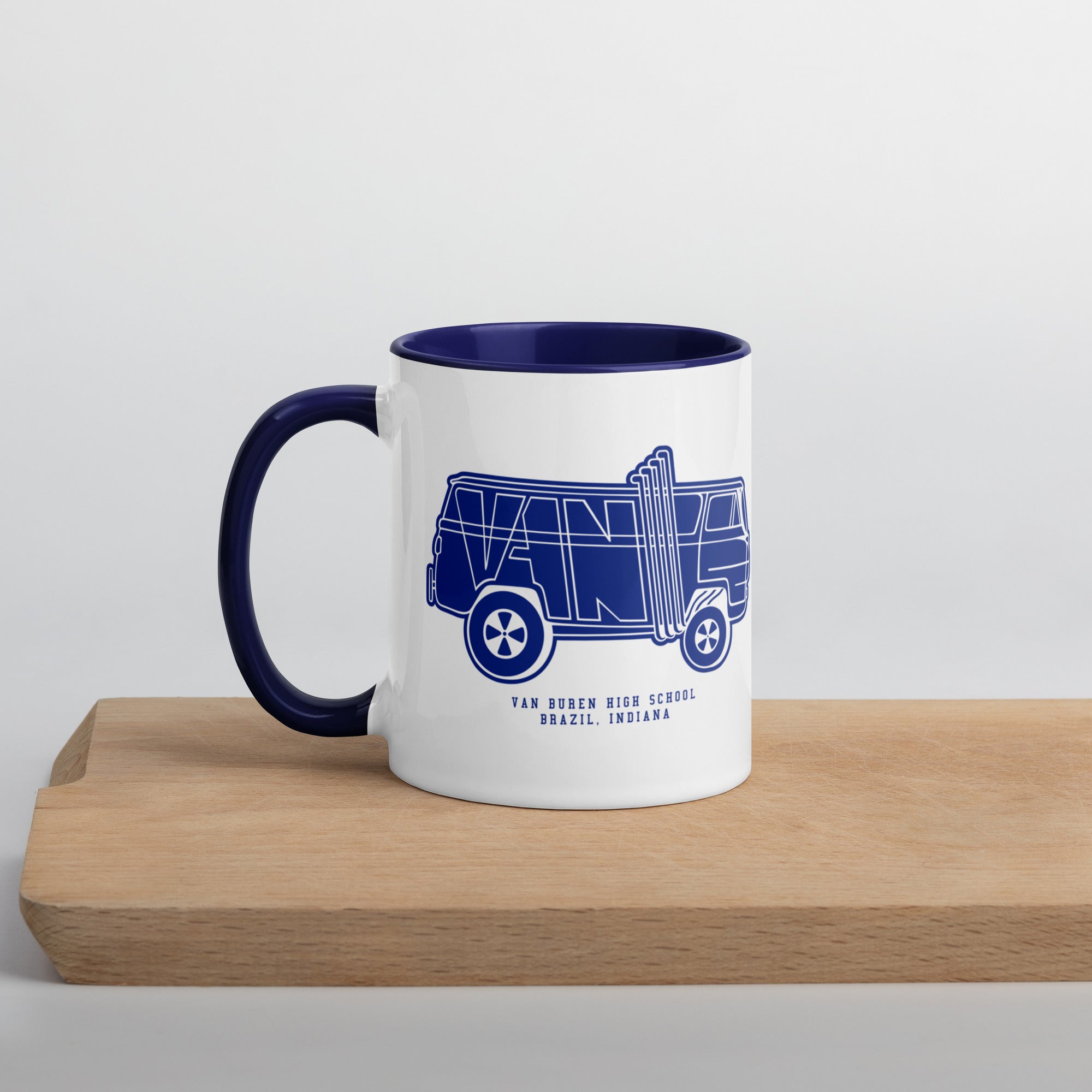 Van Buren HS Blue Devils - van design  -  Coffee Mug (white with blue accent)