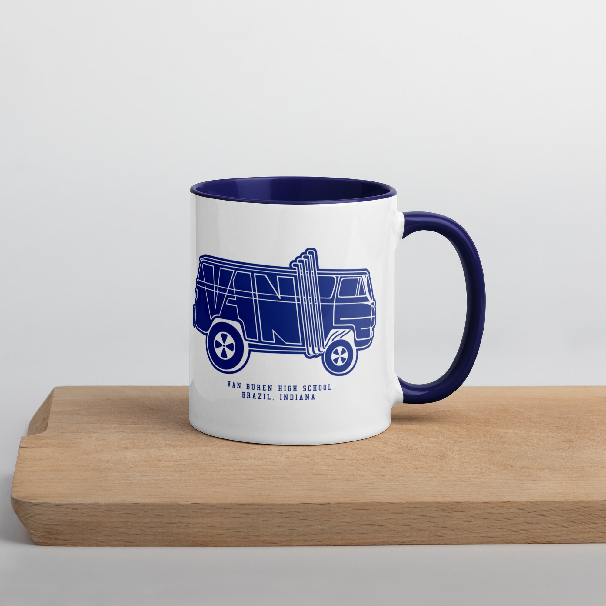 Van Buren HS Blue Devils - van design  -  Coffee Mug (white with blue accent)