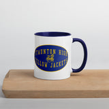 Staunton HS Yellow Jackets - mascot shield  -  Coffee mug (white with blue accent)