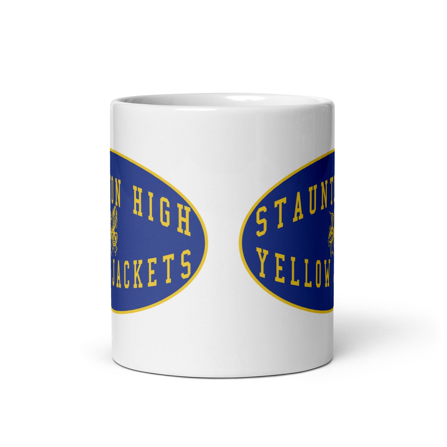 Staunton HS Yellow Jackets - mascot shield design  -  Coffee mug (white)