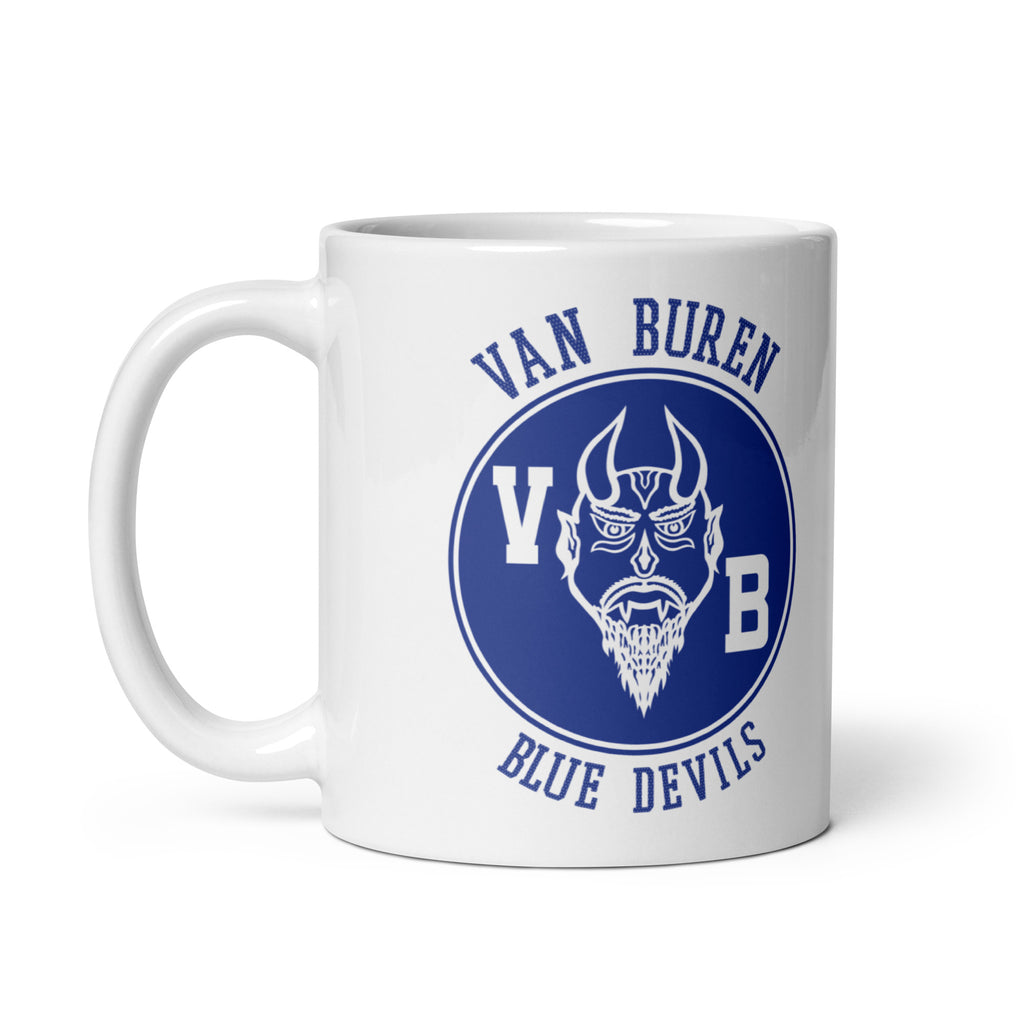 Van Buren HS Blue Devils - center court design  -  Coffee Mug (white)