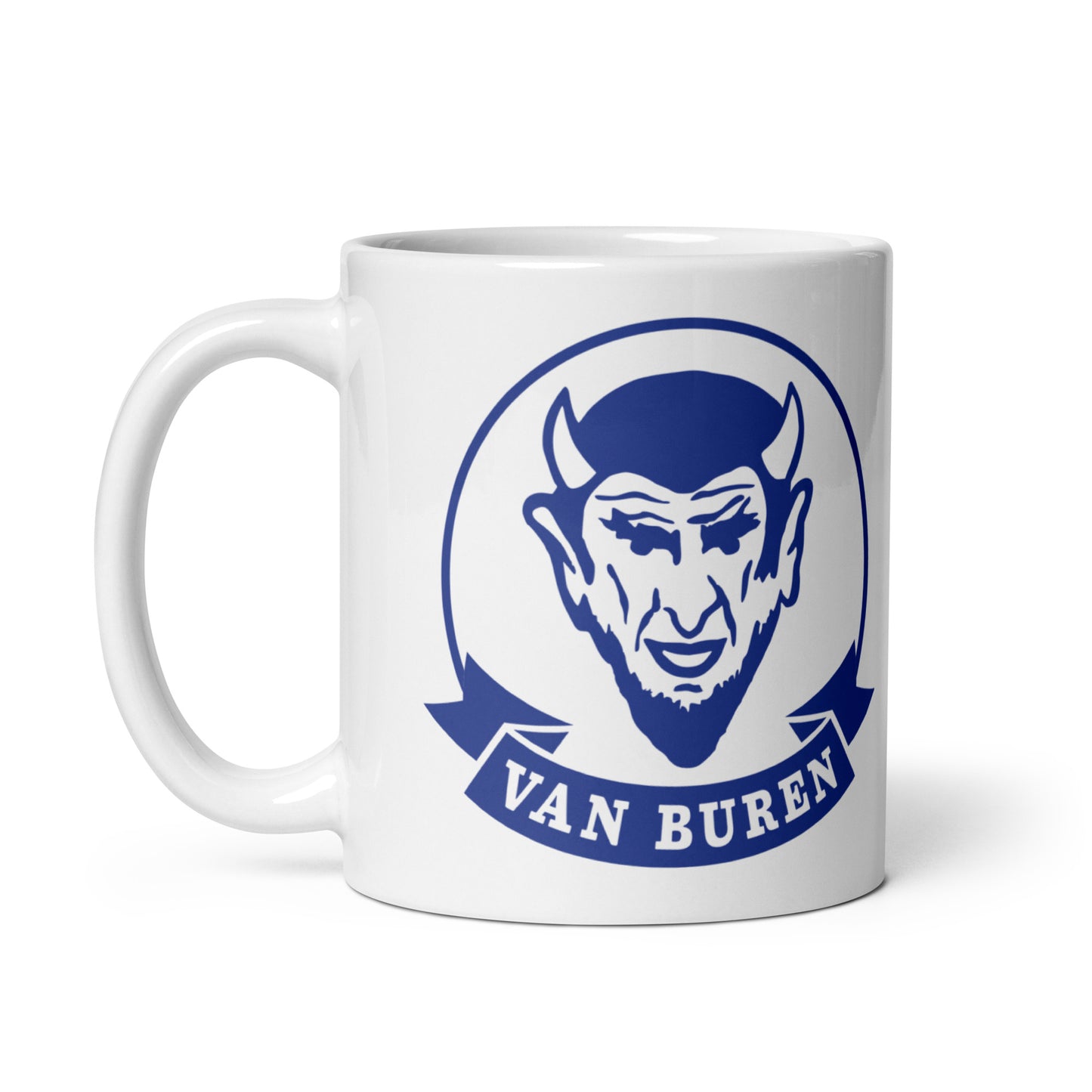 Van Buren HS Blue Devils - mascot design  -  Coffee mug (white)