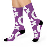 Garfield Purple Eagles - Crew Socks - large G on purple - EdgyHaute