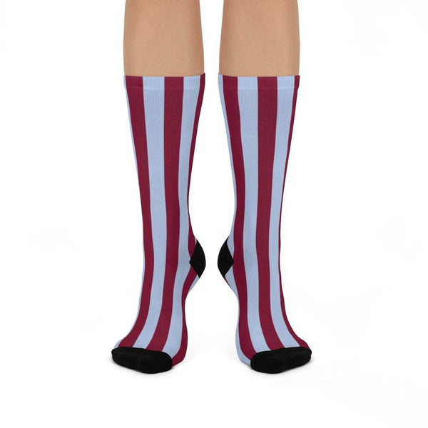 Northview HS Knights - Crew Socks - maroon and gray stripes - EdgyHaute