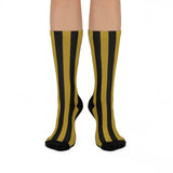 South Vermillion HS Wildcats - Crew Socks - black and gold stripes - EdgyHaute