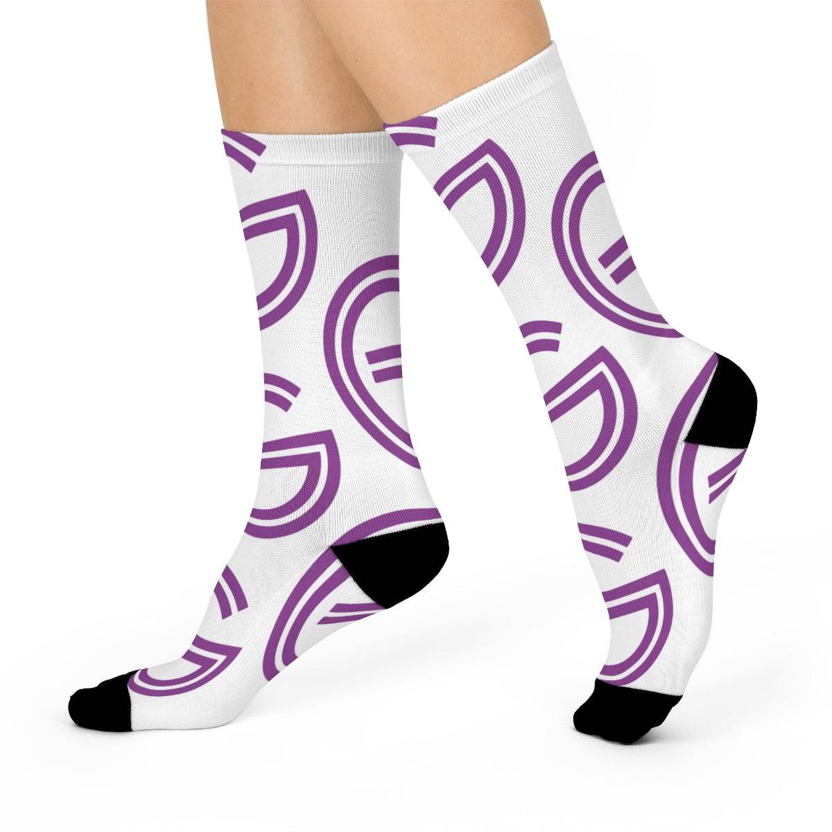 Garfield Purple Eagles - Crew Socks - large center-court G on white - EdgyHaute