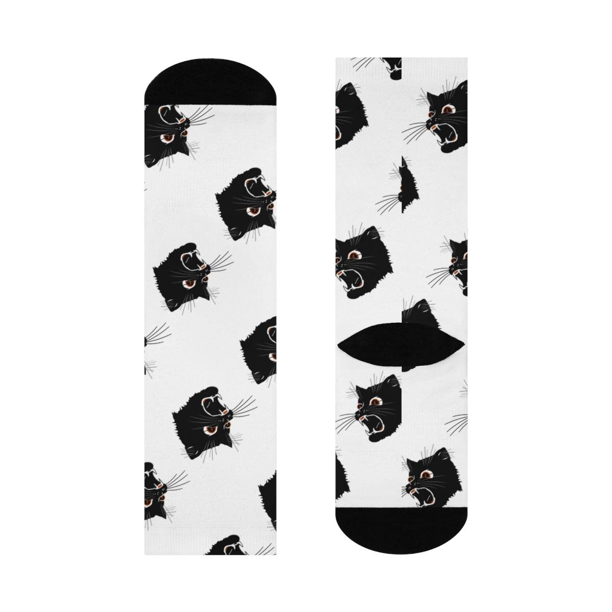 Gerstmeyer Black Cats - Crew Socks - small cat on white - EdgyHaute