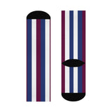 Riverton Parke HS Panthers - Crew Socks - navy maroon and white stripes - EdgyHaute