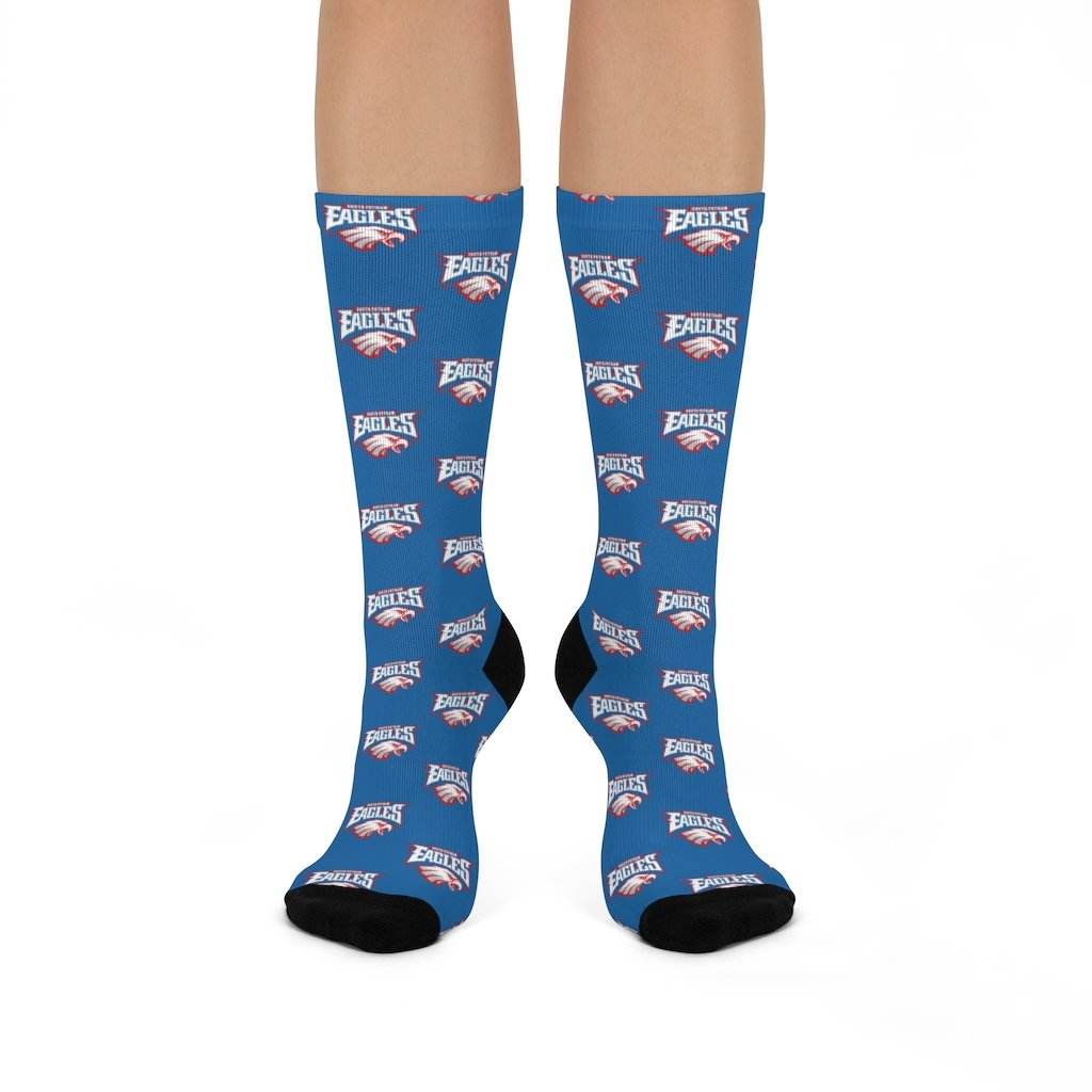 South Putnam HS Eagles - Crew Socks - SP eagles on blue - EdgyHaute