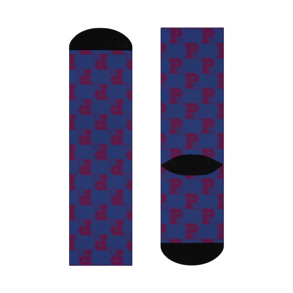 Riverton Parke HS Panthers - Crew Socks - maroon on navy - EdgyHaute