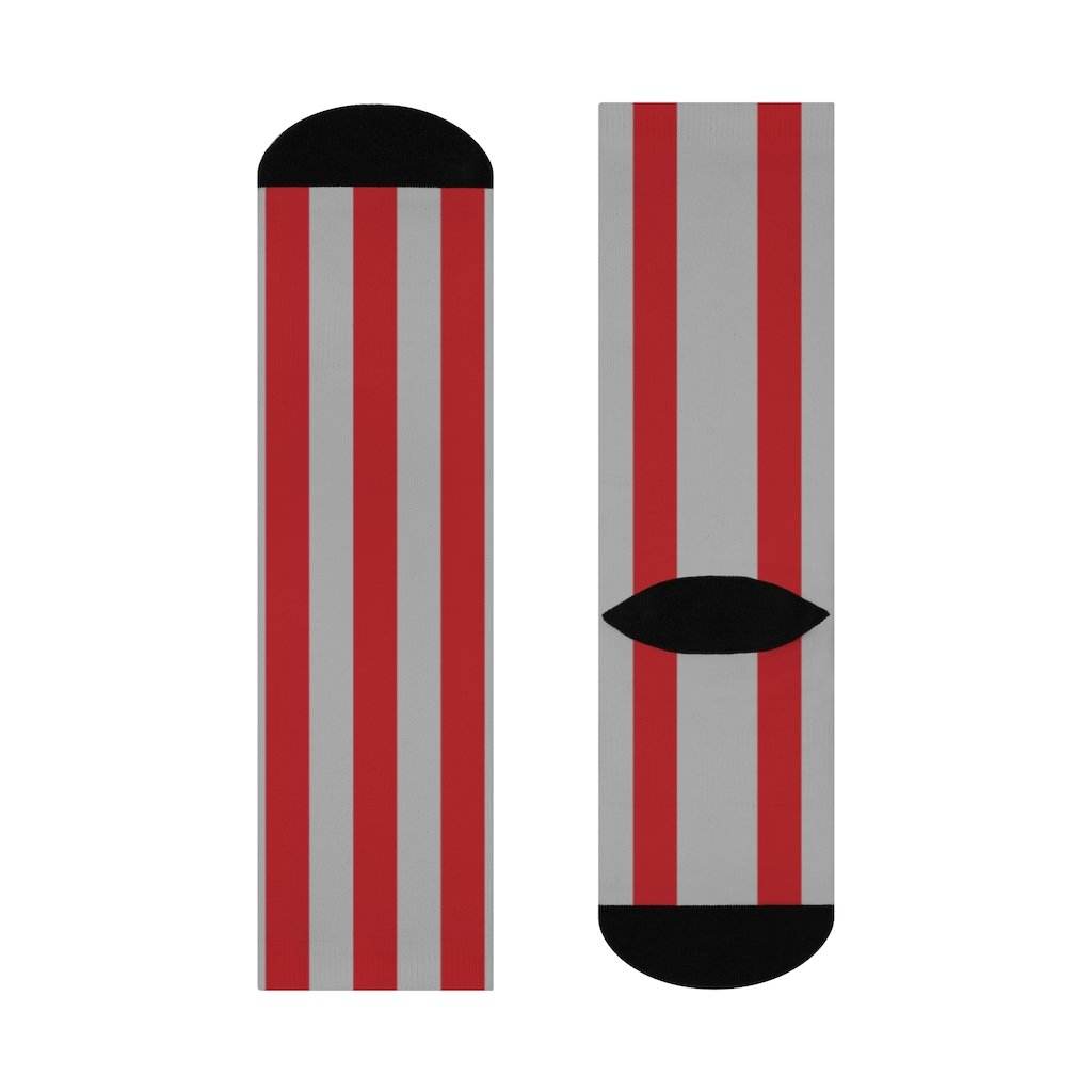 Woodrow Wilson MS Warriors - Crew Socks - red and gray stripes - EdgyHaute