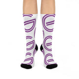 Garfield Purple Eagles - Crew Socks - large center-court G on white - EdgyHaute