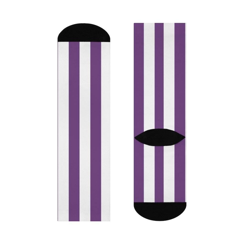 Otter Creek MS Otters - Crew Socks - white and purple stripes - EdgyHaute