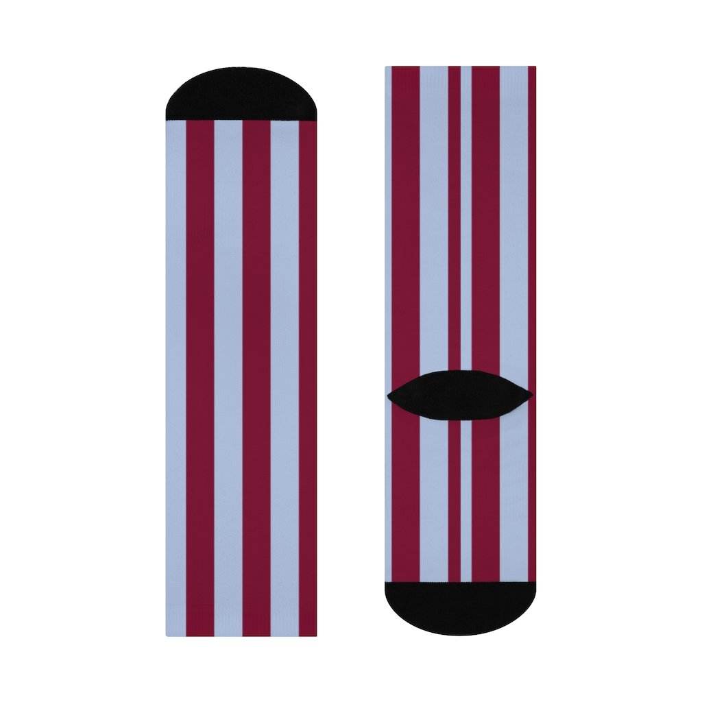 Northview HS Knights - Crew Socks - maroon and gray stripes - EdgyHaute