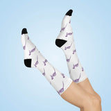 Otter Creek MS Otters - Crew Socks - purple on white - EdgyHaute