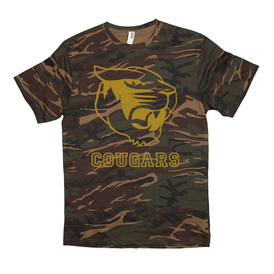 North Putnam HS Cougars - Camo Spirit Game  -   Short-sleeved camouflage t-shirt - EdgyHaute