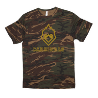 Chrisman HS Cardinals - Camo Spirit Game  -   Short-sleeved camouflage t-shirt - EdgyHaute