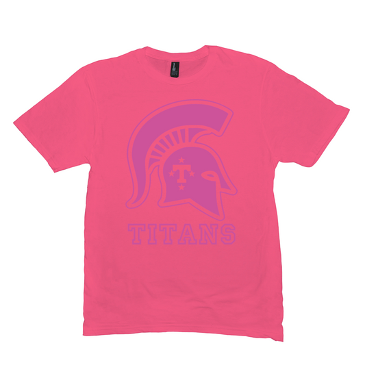 Kansas/Shiloh/Oakland HS Tri-County Titans - Neon Pink Spirit Game - Short-Sleeve Unisex T-Shirt - EdgyHaute