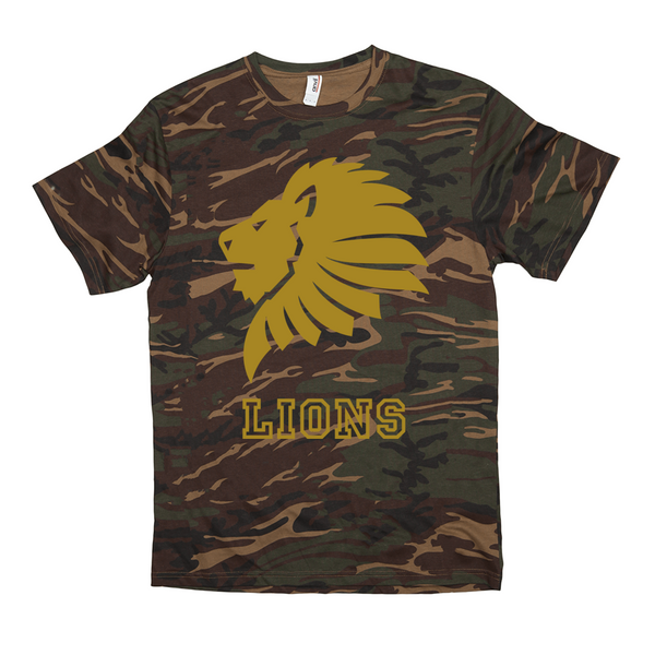 Marshall HS Lions - Camo Spirit Game  -   Short-sleeved camouflage t-shirt - EdgyHaute