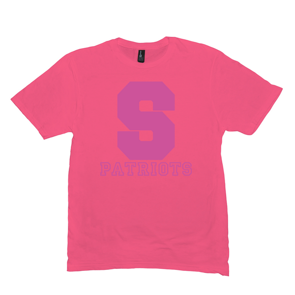 Seeger Memorial Jr.-Sr. HS Patriots - Neon Pink Spirit Game - Short-Sleeve Unisex T-Shirt - EdgyHaute
