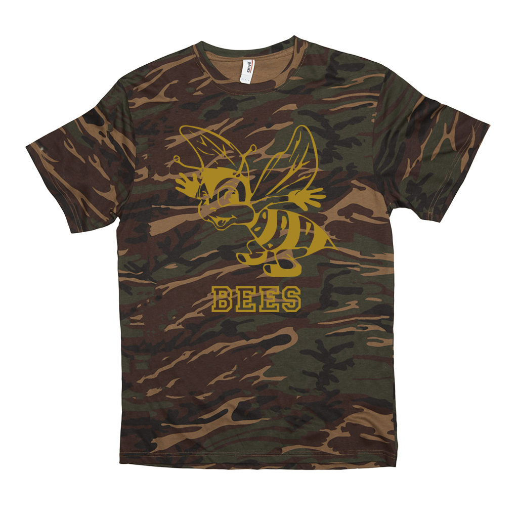 Honey Creek MS Bees - Camo Spirit Game  -   Short-sleeved camouflage t-shirt - EdgyHaute