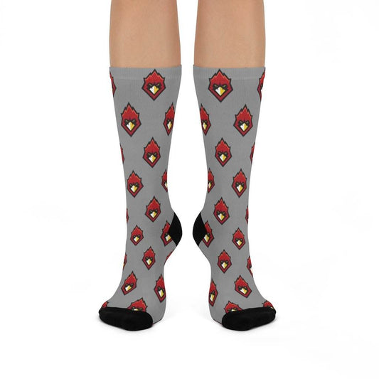 Chrisman HS Cardinals - Crew Socks - cardinal on gray - EdgyHaute