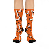 Gerstmeyer Black Cats - Crew Socks - large T on orange - EdgyHaute