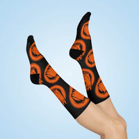 Sarah Scott MS Scotties - Crew Socks - large scottie orange on black - EdgyHaute