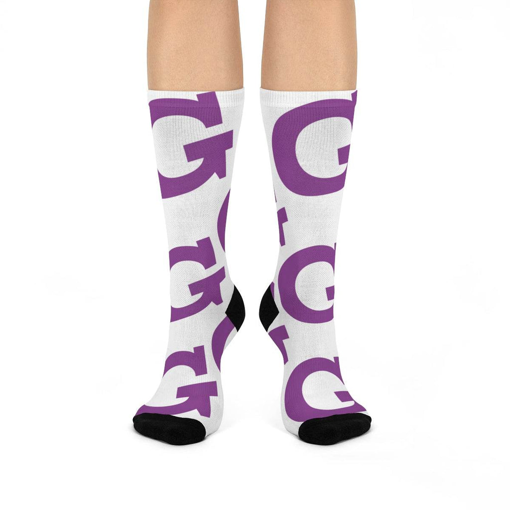 Garfield Purple Eagles - Crew Socks - large G on white - EdgyHaute