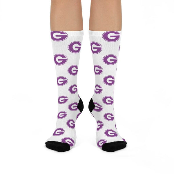 Greencastle HS Tiger Cubs - Crew Socks - purple on white - EdgyHaute