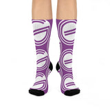 Garfield Purple Eagles - Crew Socks - large center-court G on purple - EdgyHaute