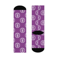 Sullivan HS Golden Arrows - Crew Socks - white on purple - EdgyHaute