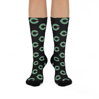 Cloverdale HS Clovers - Crew Socks - C on black - EdgyHaute