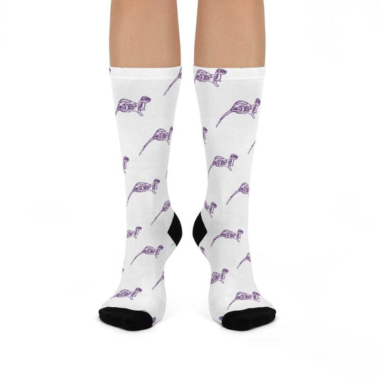 Otter Creek MS Otters - Crew Socks - purple on white - EdgyHaute