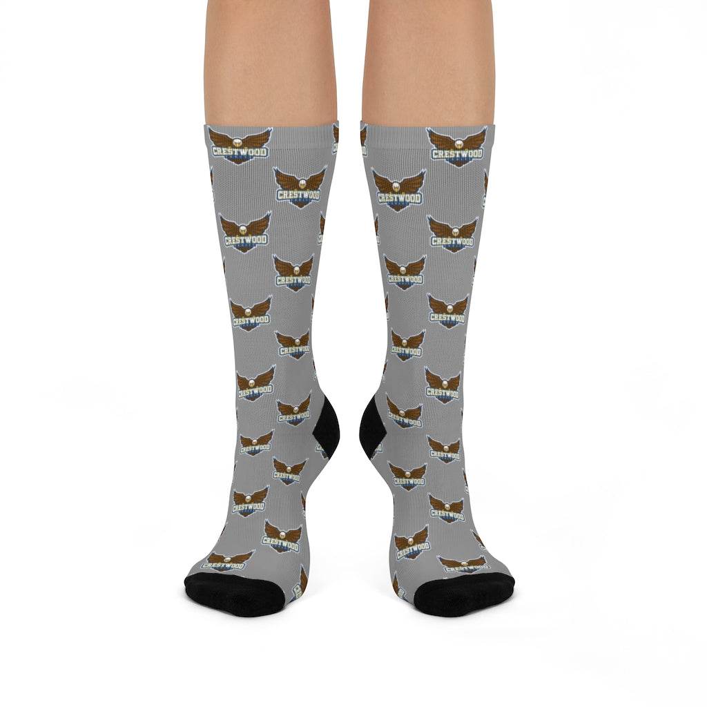 Crestwood School Eagles - Crew Socks - eagle on gray - EdgyHaute