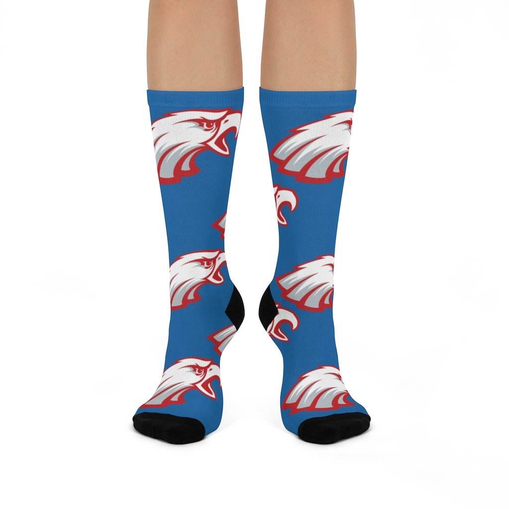 South Putnam HS Eagles - Crew Socks - large eagle on blue - EdgyHaute