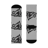 Parke Heritage HS Wolves - Crew Socks - large wolf black on gray - EdgyHaute