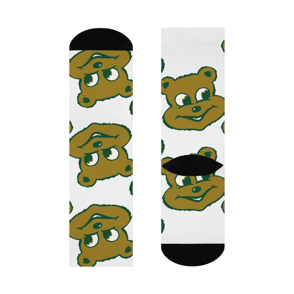 Schulte HS Golden Bears - Crew Socks - large bear on white - EdgyHaute