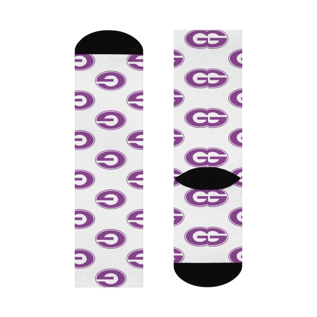 Greencastle HS Tiger Cubs - Crew Socks - purple on white - EdgyHaute